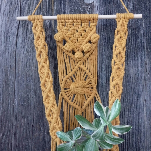 Macrame plant hanger - cotton wall hanging mustard - Picture 4 of 4